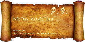 Pákh Vitális névjegykártya
